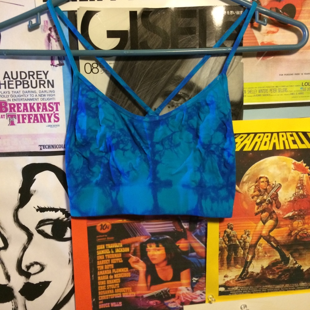 Blue Tie-Dye Sports Bra